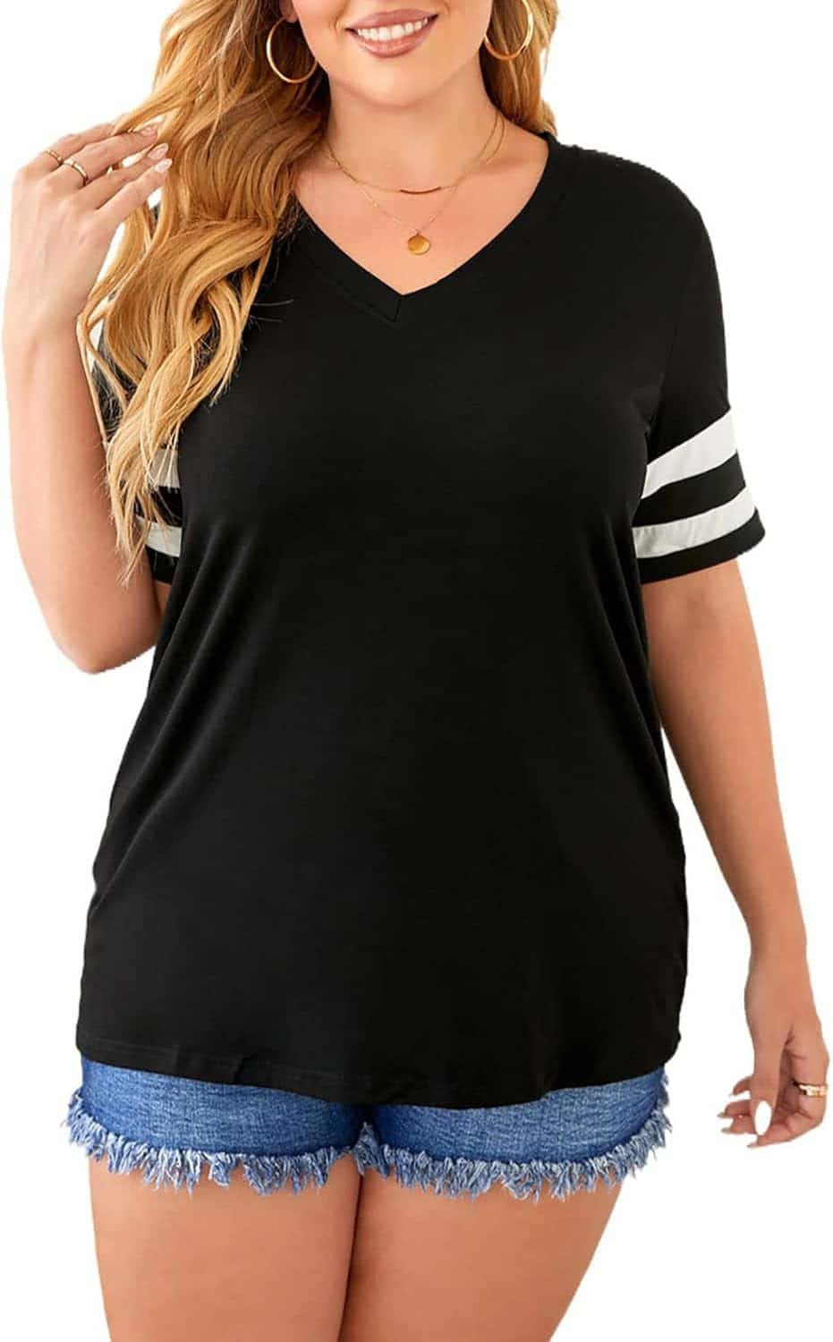 MyFav Women’s T-Shirts Plus Size Short Sleeve Crew Neck Striped Tee: A Review