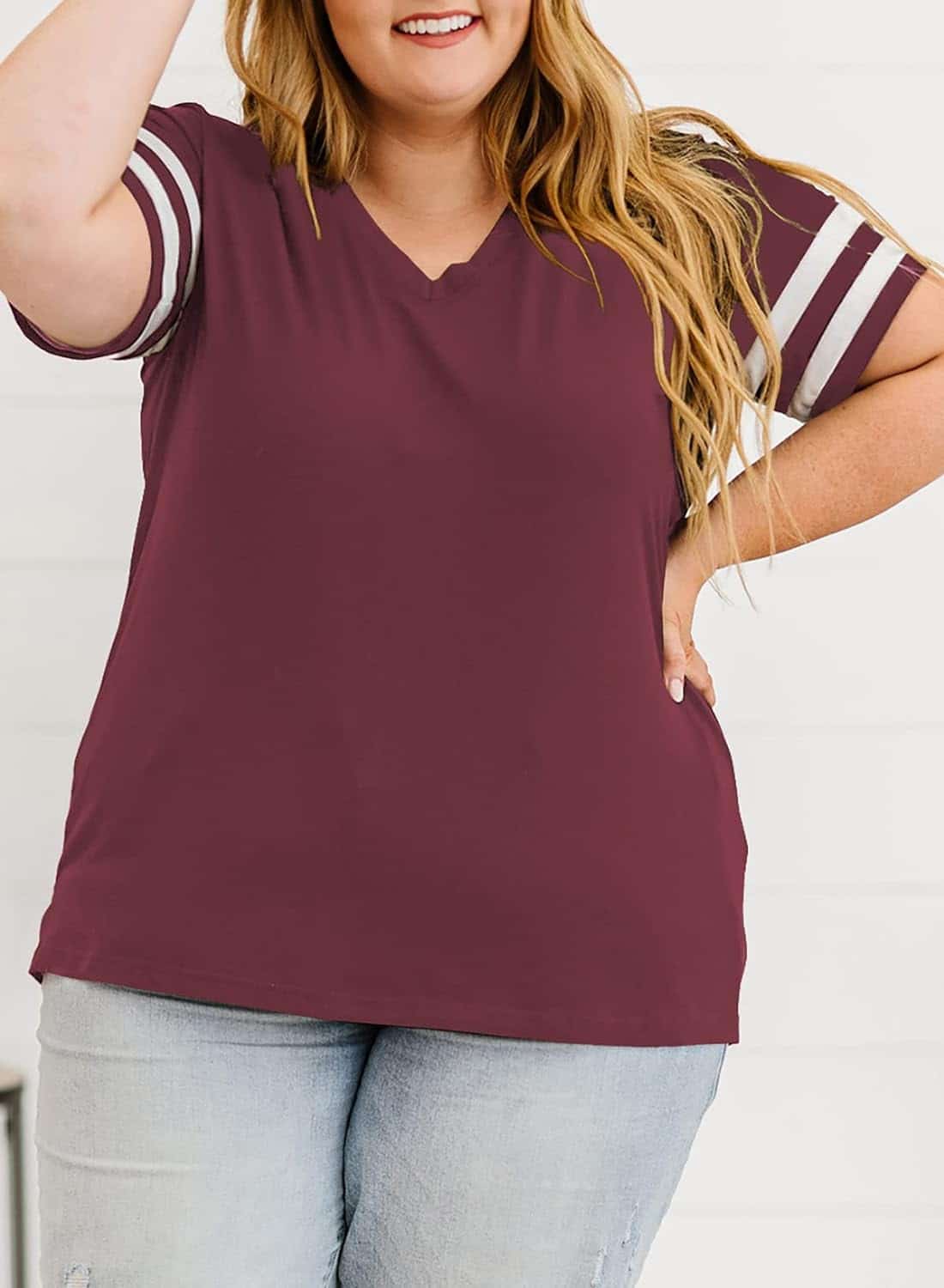 MyFav Women's T-Shirts Plus Size Short Sleeve Crew Neck Striped Tee: A Review