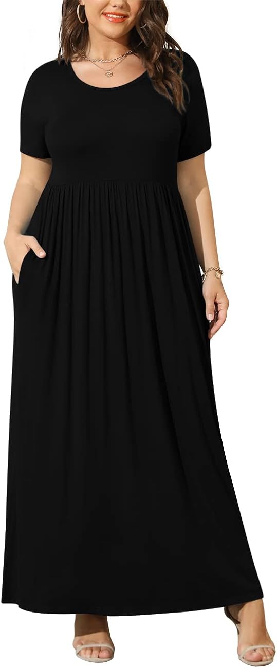 BISHUIGE Women Summer XL-6X Plus Size Maxi Dress Long Dresses with Pockets - A Versatile and Stylish Wardrobe Essential