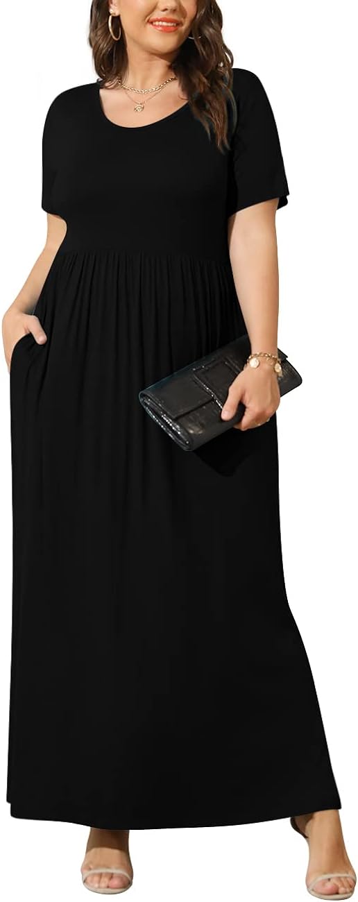 BISHUIGE Women Summer XL-6X Plus Size Maxi Dress Long Dresses with Pockets - A Versatile and Stylish Wardrobe Essential