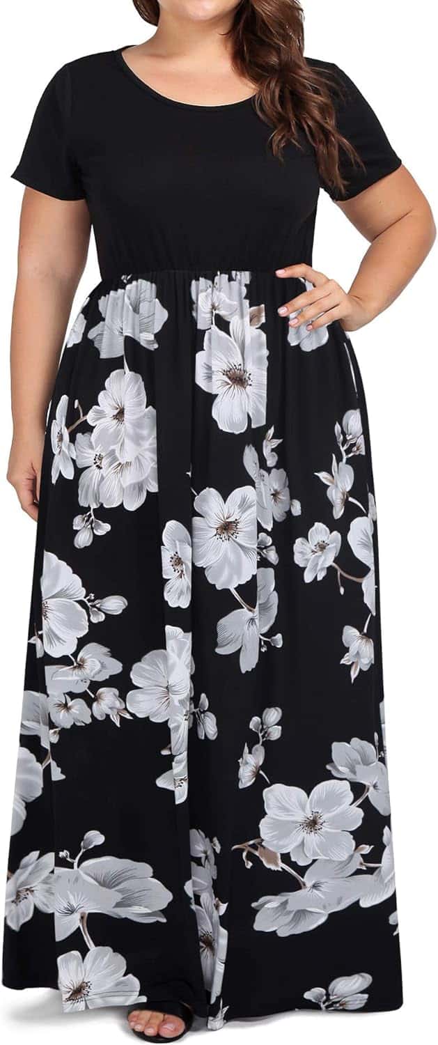 Elevate Your Style with kissmay Women's Plus Size Casual Short Sleeve Floral Maxi Dresses with Pockets