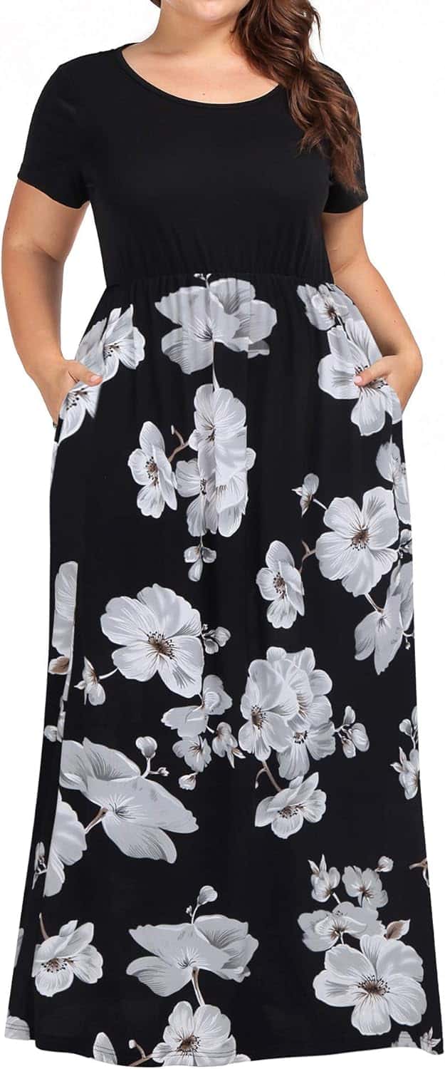 Elevate Your Style with kissmay Women’s Plus Size Casual Short Sleeve Floral Maxi Dresses with Pockets