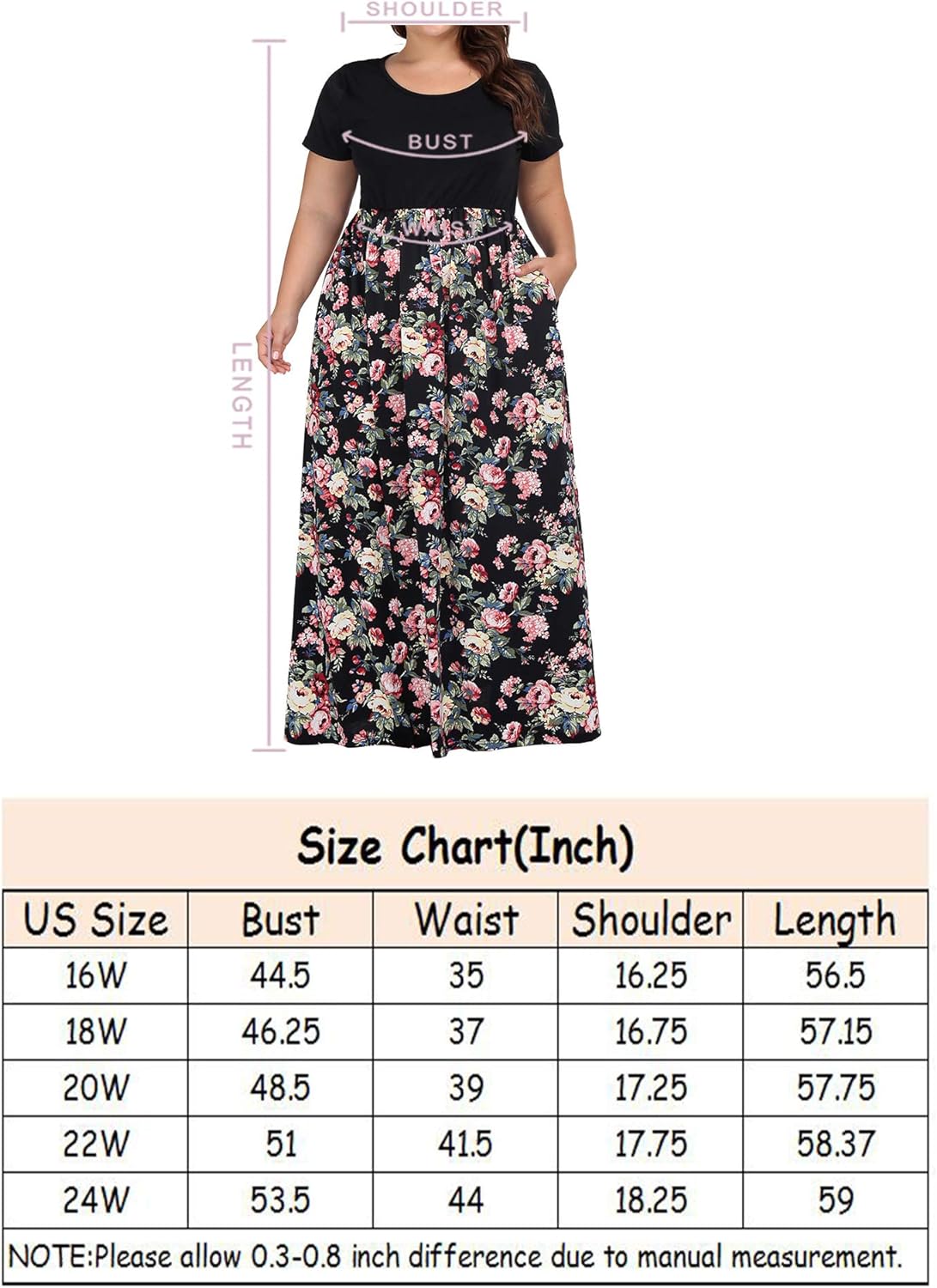 Elevate Your Style with kissmay Women's Plus Size Casual Short Sleeve Floral Maxi Dresses with Pockets